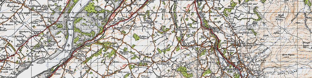 Old map of Tyddyn-Heilyn in 1947