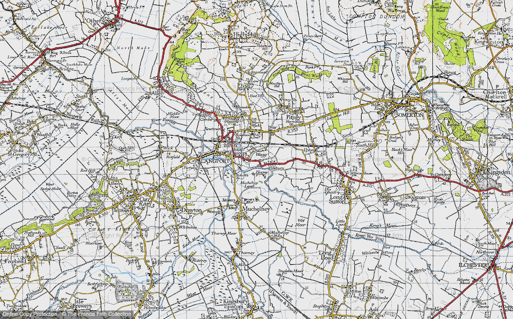 Old Map of Wagg, 1945 in 1945