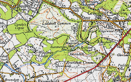 Old map of Waggoners Wells in 1940