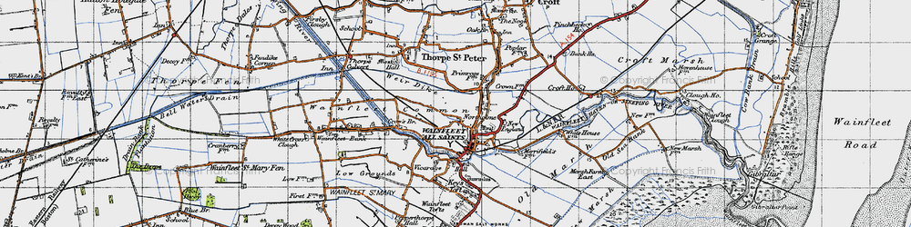 Old map of Wainfleet All Saints in 1946