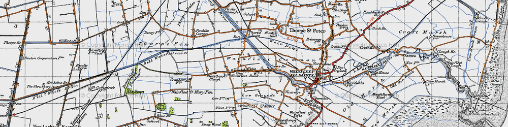 Old map of Wainfleet Bank in 1946