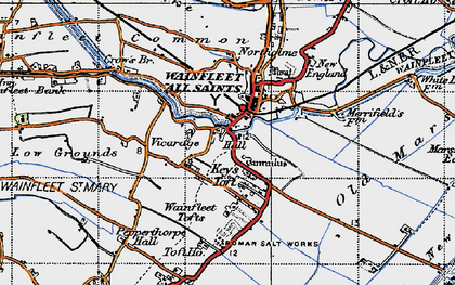 Old map of Wainfleet St Mary in 1946