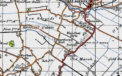 Old map of Wainfleet Tofts in 1946