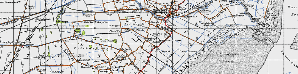 Old map of Wainfleet Tofts in 1946