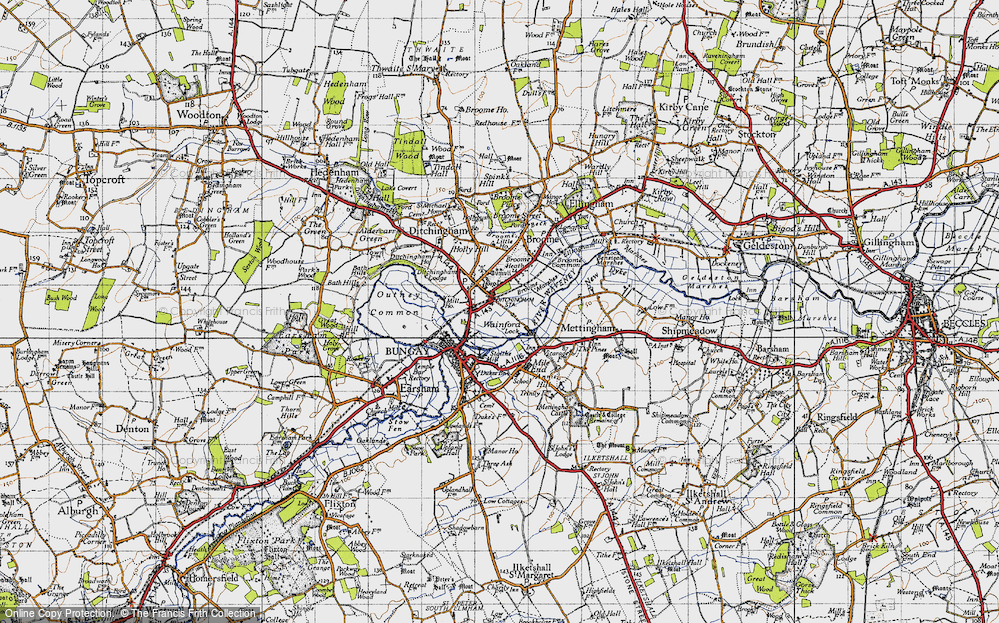 Old Map of Historic Map covering Broome Marshes in 1946