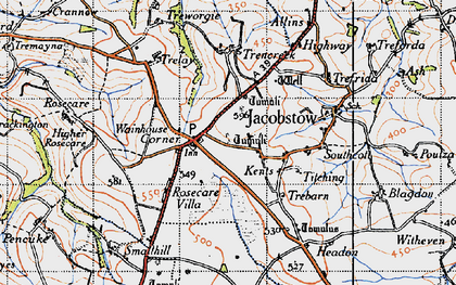 Old map of Wainhouse Corner in 1946