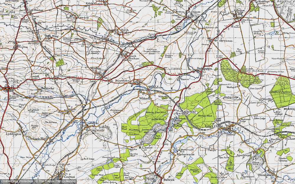 Old Map of Wakerley, 1946 in 1946