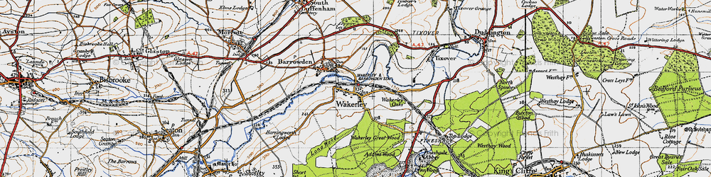 Old map of Wakerley in 1946