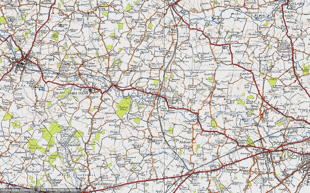 Old Map of Wakes Colne, 1945 in 1945