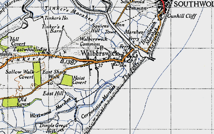 Old map of Westwood Marshes in 1946
