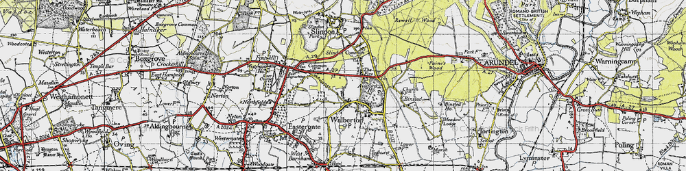 Old map of Slindon Common in 1940