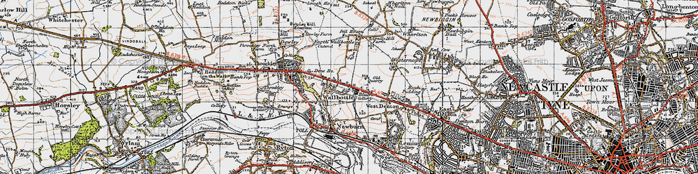 Old map of Walbottle in 1947