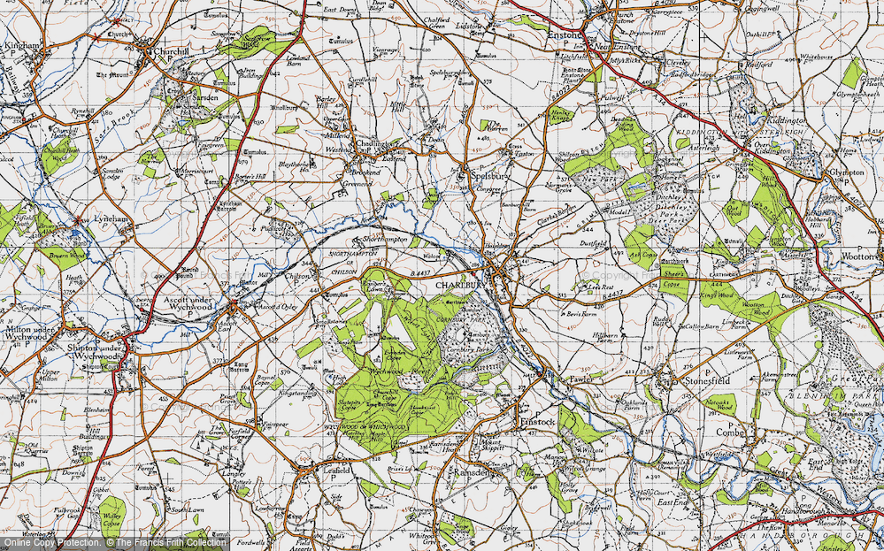 Old Map of Historic Map covering Wychwood Forest in 1946