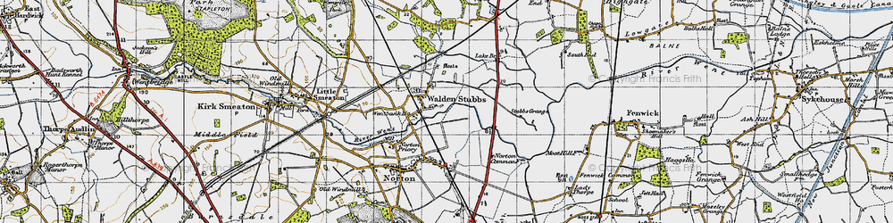 Old map of Walden Stubbs in 1947