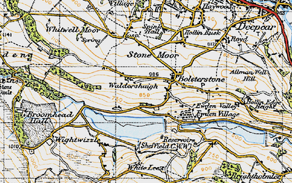 Old map of Broomhead Reservoir in 1947