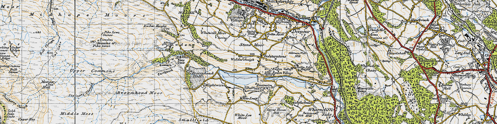 Old map of Broomhead Reservoir in 1947