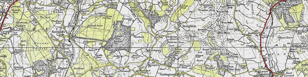 Old map of Woodlands Cotts in 1945