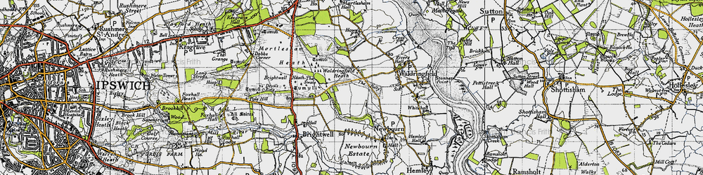 Old map of Waldringfield Heath in 1946