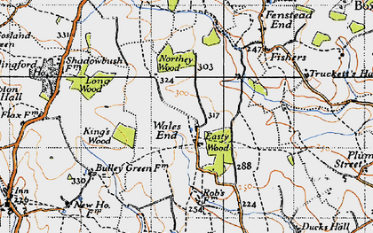 Old map of Wales End in 1946