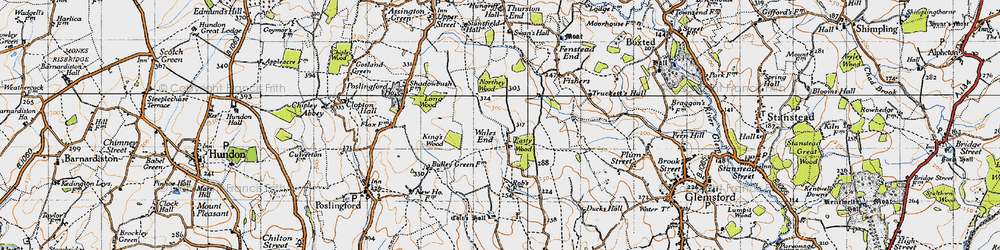 Old map of Wales End in 1946