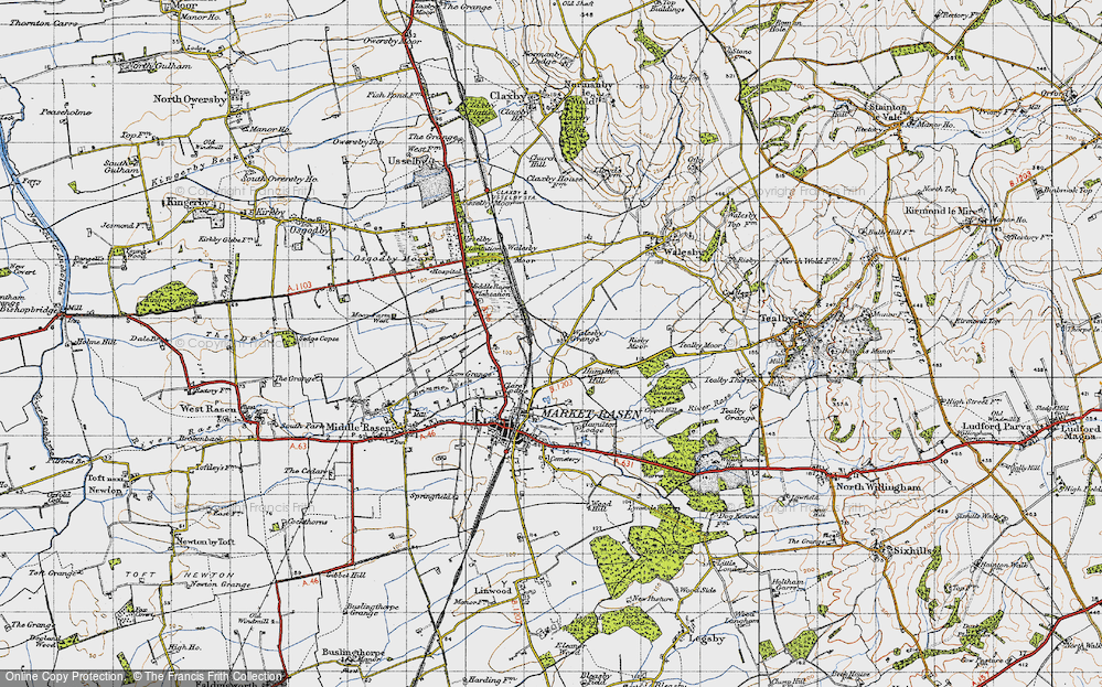 Old Map of Historic Map covering Willingham Forest in 1946