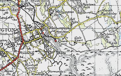 Old map of Walhampton in 1945