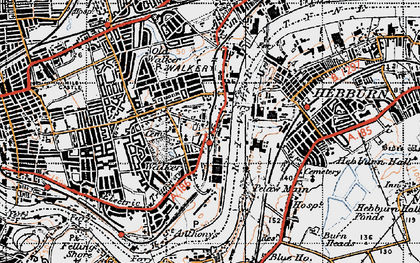 Old map of Walker in 1947