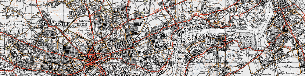 Old map of Walkergate in 1947