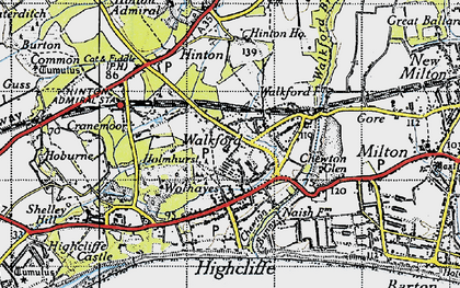 Old map of Walkford in 1940