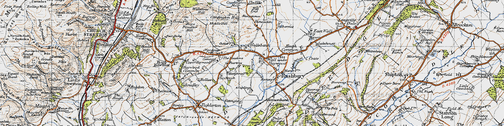 Old map of Wall Bank in 1947