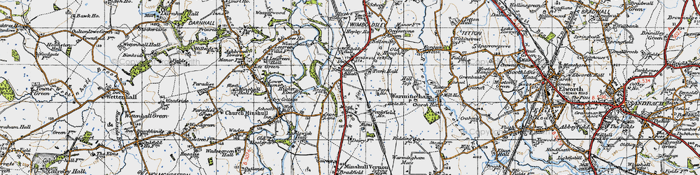 Old map of Walley's Green in 1947