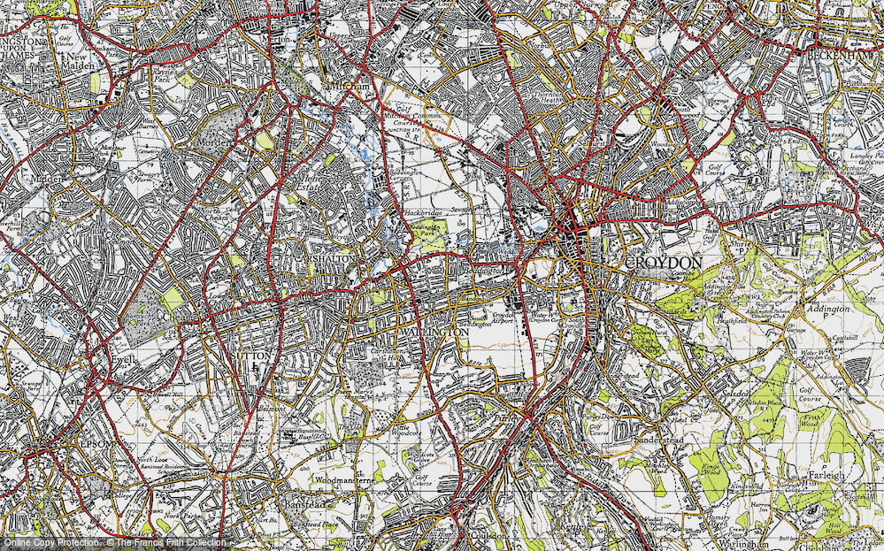 Old Map of Wallington, 1945 in 1945