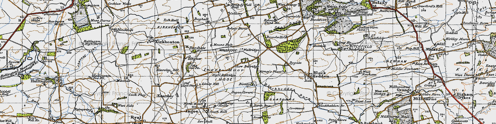 Old map of Wallridge in 1947