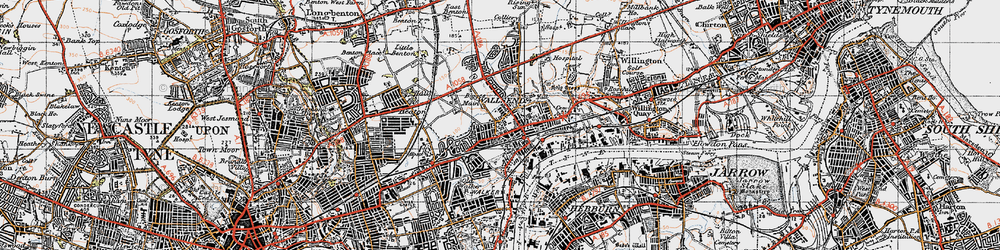 Old map of Wallsend in 1947
