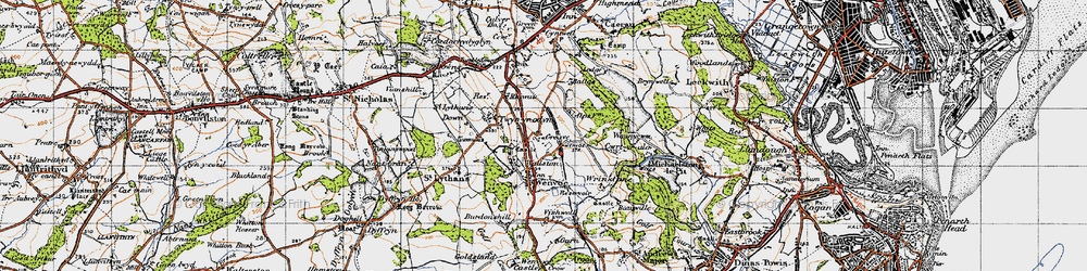 Old map of Wallston in 1947