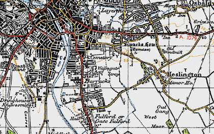 Old map of Walmgate Stray in 1947