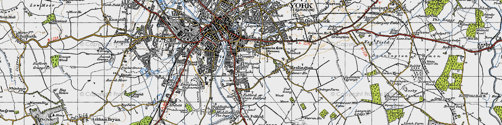 Old map of Walmgate Stray in 1947