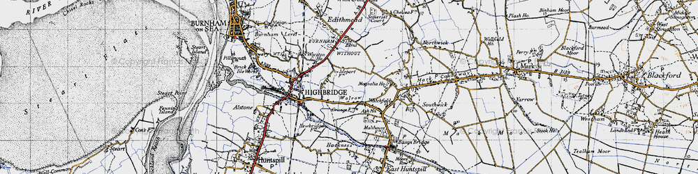 Old map of Walrow in 1946