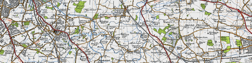 Old map of Walsal End in 1947