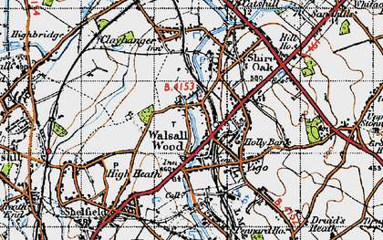 Old map of Walsall Wood in 1946