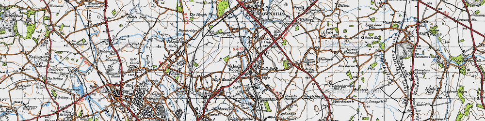 Old map of Walsall Wood in 1946