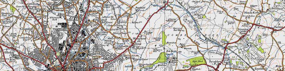 Old map of Walsgrave on Sowe in 1946