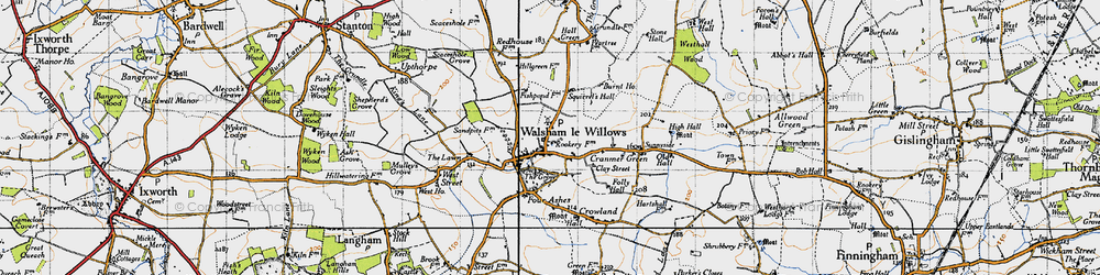 Old map of Walsham Le Willows in 1946
