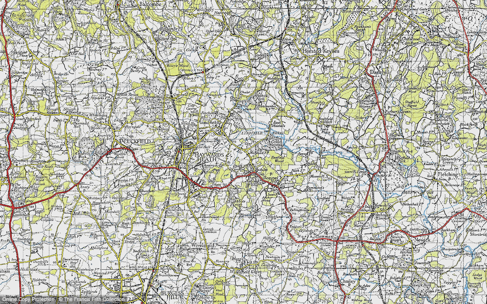 Old Map of Historic Map covering Awbrook in 1940