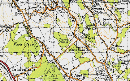Old map of Walter's Ash in 1947