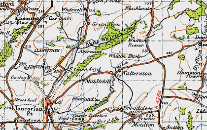 Old map of Whitewell in 1947