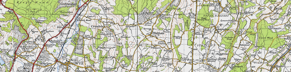 Old map of Waltham in 1940