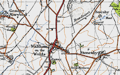 Old map of Waltham on the Wolds in 1946