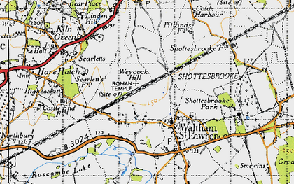 Old map of Waltham St Lawrence in 1947
