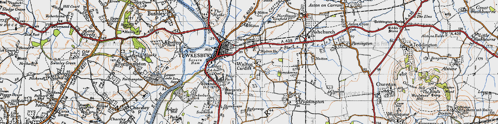 Old map of Walton Cardiff in 1946